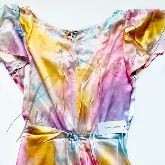 SELKIE The Dopamine Flutter Rainbow Slip Silk Dress NWT - Picture 9 of 12